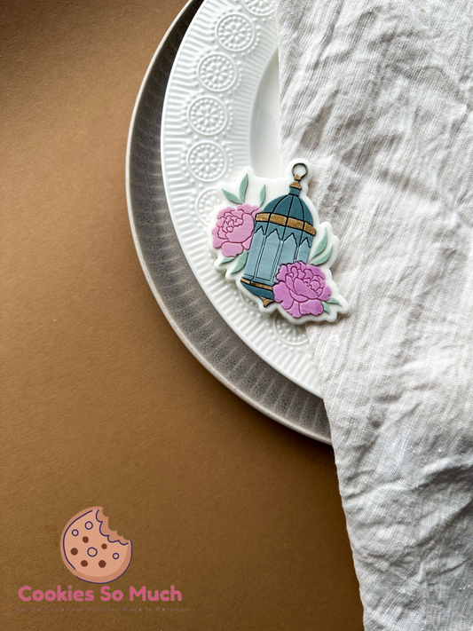 orientalische Laterne mit Blumen acryl debosser und ausstecher