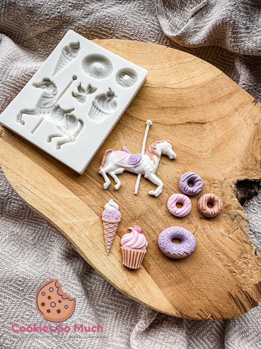 Karussel Pferd, donut, eis, cupcake Silikonform