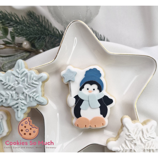 Pinguin mit Stern debosser und ausstecher