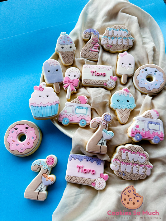 Zahl 2 mit donuts Acryl debosser und ausstecher