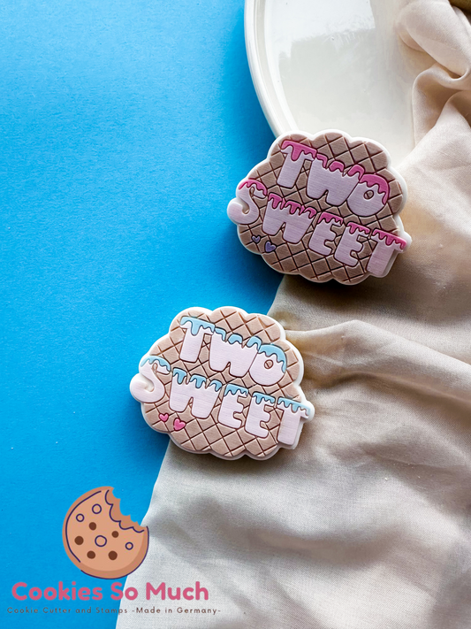 Two Sweet Text auf Waffel pattern Acryl debosser und ausstecher